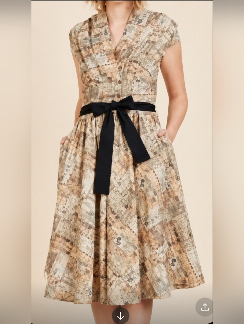 Retrolicious Vintage Postcard Print Dress